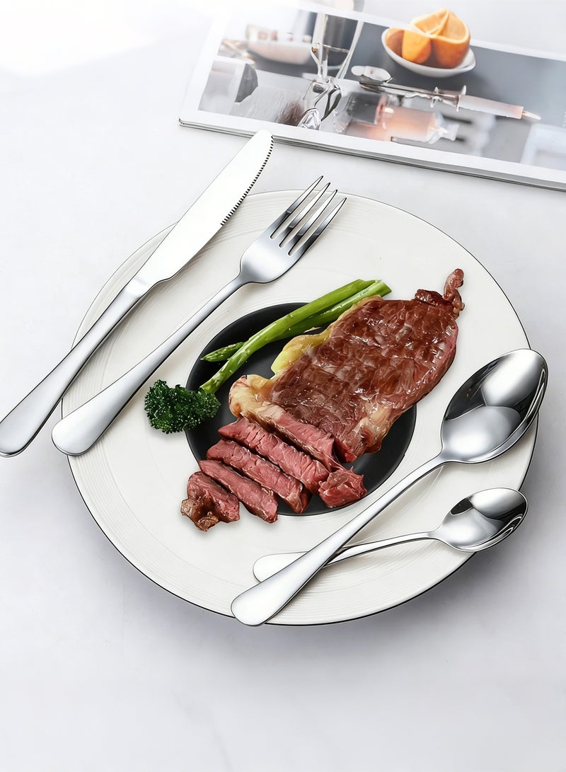 Thickened Stainless Steel Western Tableware Steak Set, Knife and Fork, 24-Piece Set of Household Steak Knives, Forks, and Spoons - Image 4