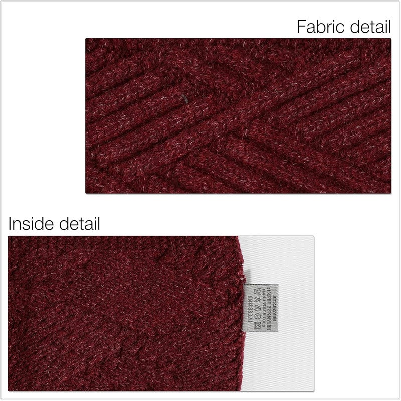 Cc Winter Fuzzy Fleece Lined Thick Knitted Diagonal Stripes Criss-Cross Pattern Headband Headwrap (HW-2060) - Image 3