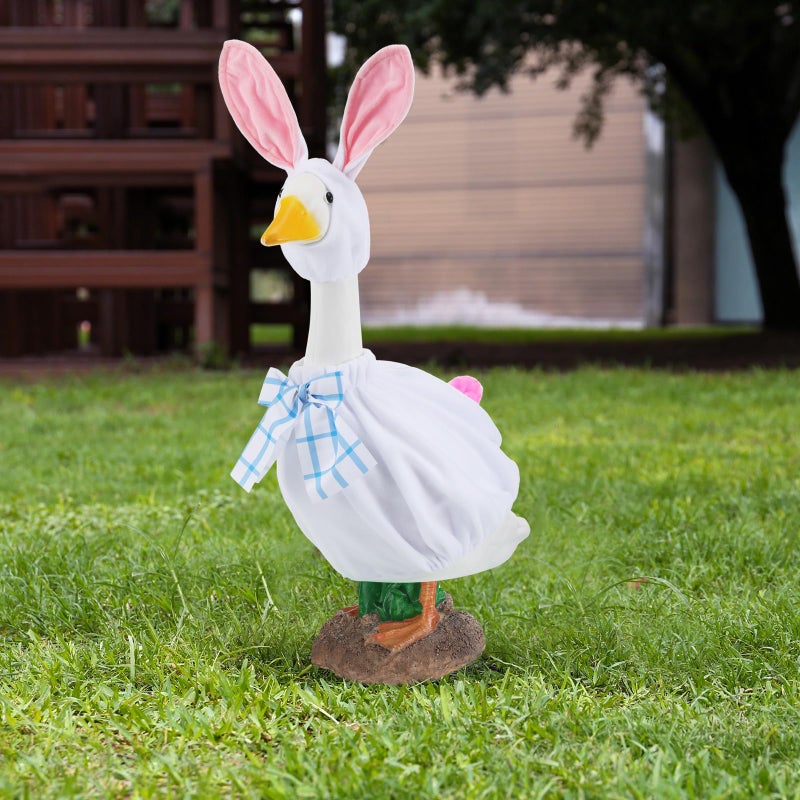 Arrowbash Easter Porch Goose Outfit Spring Bunny Clothes for 23" H Plastic Cement Goose, Outdoor Lawn Garden Patio Yard Statue Costume Set - Image 4
