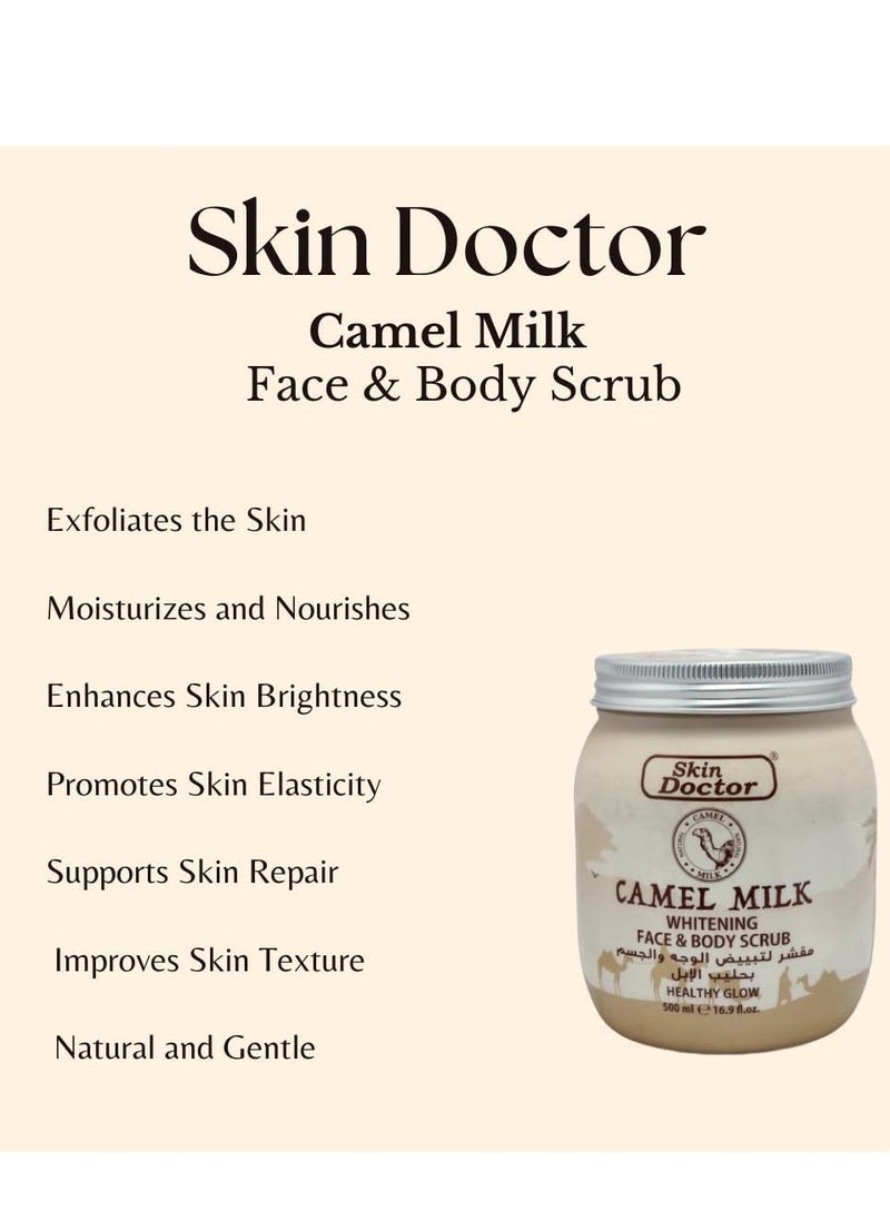 Skin Doctor Skin Doctor Camel Milk Whitening Face & Body Scrub 500ml - Deep Cleansing, Brightening, and Hydrating Exfoliator  - Image 3