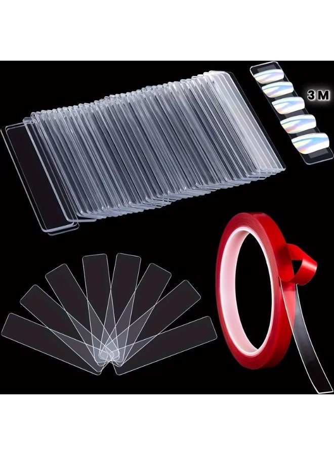 Rozino 48pcs Clear Acrylic Nail Display Stands with Dual-Sided Adhesive Tape - Image 1