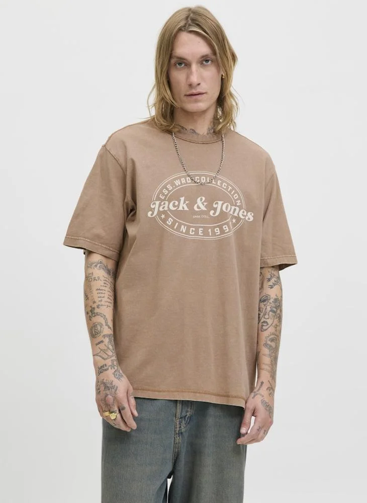 JACK & JONES Jjedover Printed Crew Neck T-Shirt