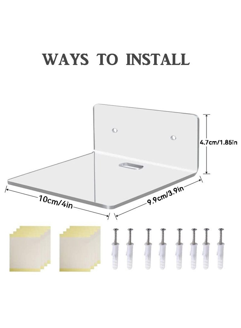 4 Pack Small Wall Shelf, 4 Inch Acrylic Wall Shelves Display Ledges for Storage & Decoration, Small Floating Shelf for Wall with 2 Types of Installation (Adhesive or Screw) - Image 2