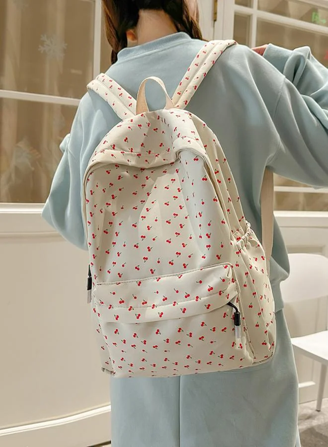 Take Two White Cherry Print Backpack