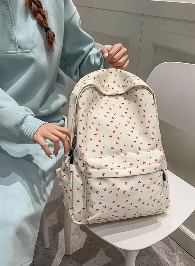 Take Two White Cherry Print Backpack