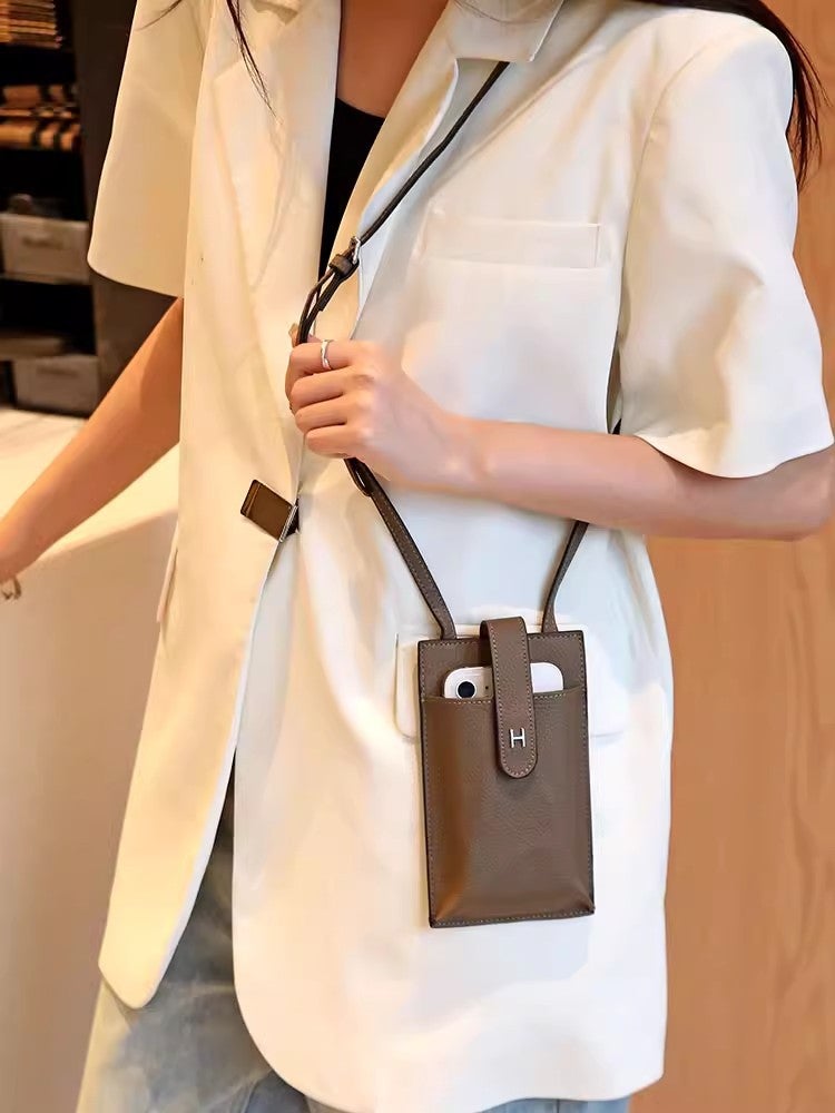 Genuine Leather Mobile Phone Bag Women'S Fashion Top Layer Cowhide Shoulder Crossbody Bag Original Mini Texturized Small Bag - Image 3