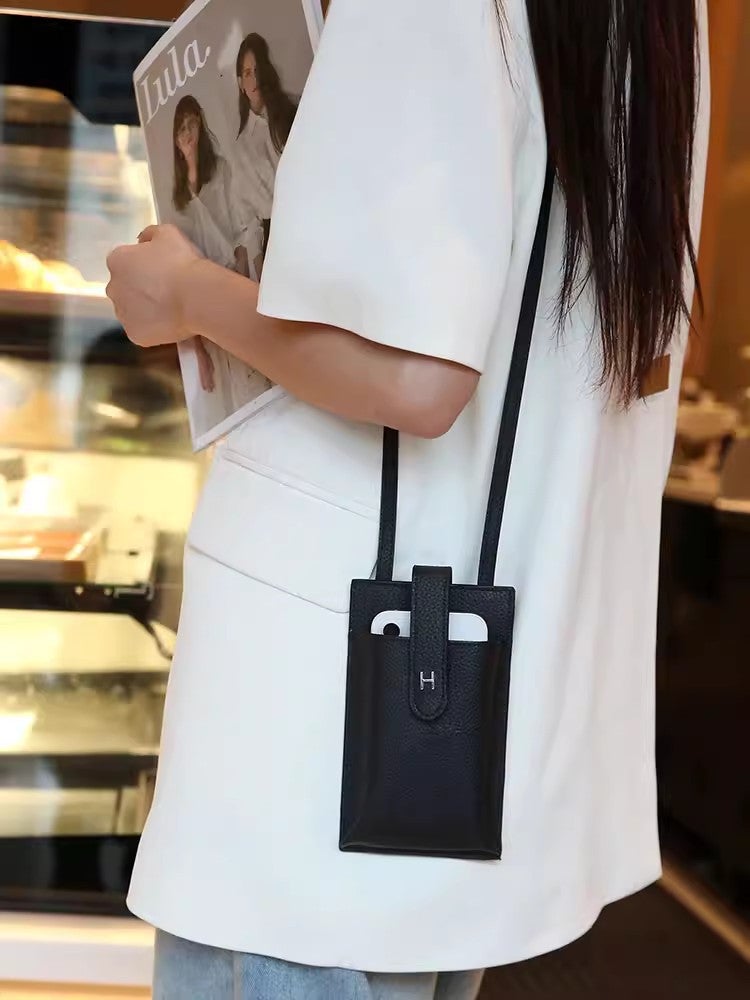 Genuine Leather Mobile Phone Bag Women'S Fashion Top Layer Cowhide Shoulder Crossbody Bag Original Mini Texturized Small Bag - Image 5