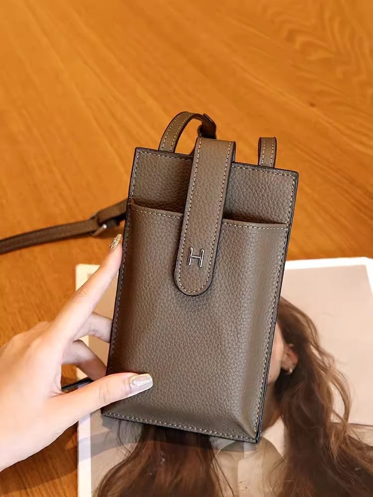 Genuine Leather Mobile Phone Bag Women'S Fashion Top Layer Cowhide Shoulder Crossbody Bag Original Mini Texturized Small Bag - Image 2