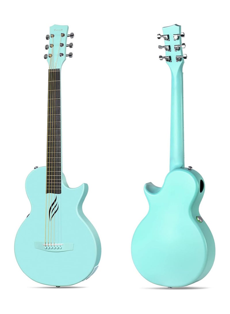 enya Enya NOVA Go SP1 Carbon Fiber Acoustic Electric Guitar with Smart AcousticPlus 35 Inch Travel Acustica Guitarra Starter Bundle Kit of Gig Bag, Strap, Strings, Charging Cable, Instrument Cable(Blue) - Image 2