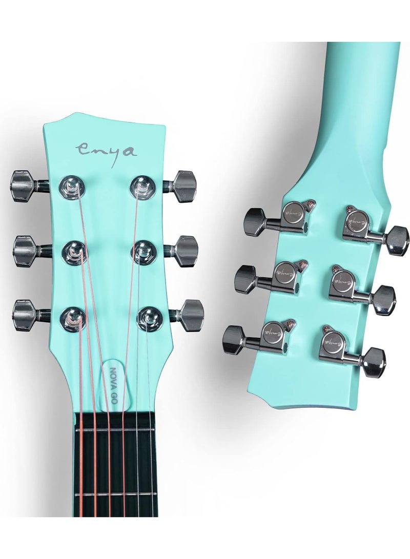 enya Enya NOVA Go SP1 Carbon Fiber Acoustic Electric Guitar with Smart AcousticPlus 35 Inch Travel Acustica Guitarra Starter Bundle Kit of Gig Bag, Strap, Strings, Charging Cable, Instrument Cable(Blue) - Image 3