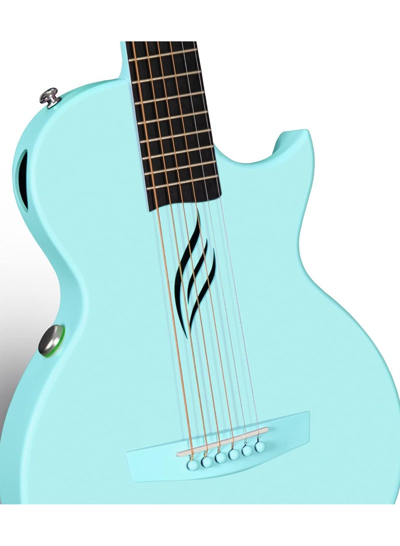 enya Enya NOVA Go SP1 Carbon Fiber Acoustic Electric Guitar with Smart AcousticPlus 35 Inch Travel Acustica Guitarra Starter Bundle Kit of Gig Bag, Strap, Strings, Charging Cable, Instrument Cable(Blue) - Image 5