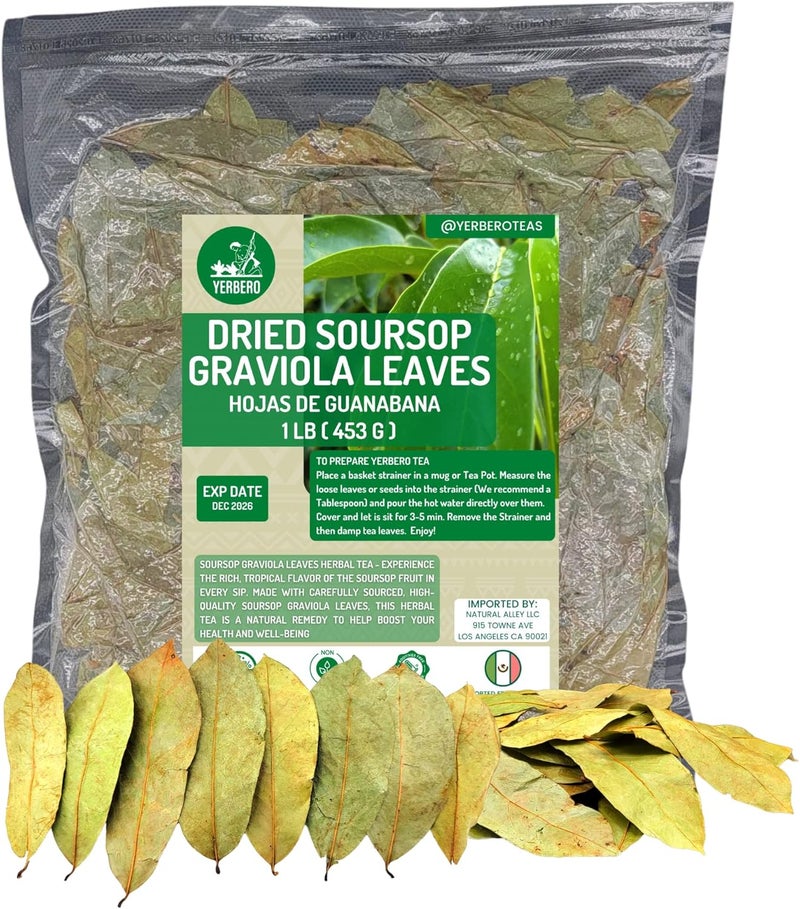 Yerbero Wild Whole Dried Graviola Soursop Leaves - 1 Lb (453G) - Natural Herbal Tea - Image 1