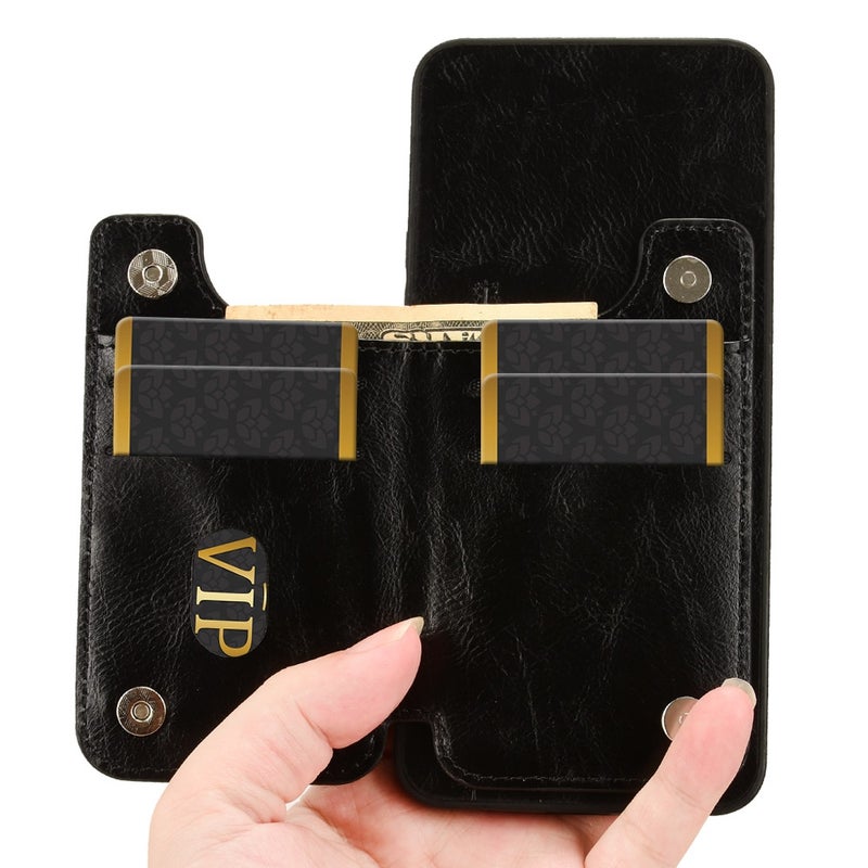 HuHa Protective Cover For Samsung Galaxy M35 Cow Pattern Sewing Card Bag Phone Case(Black) - Image 3
