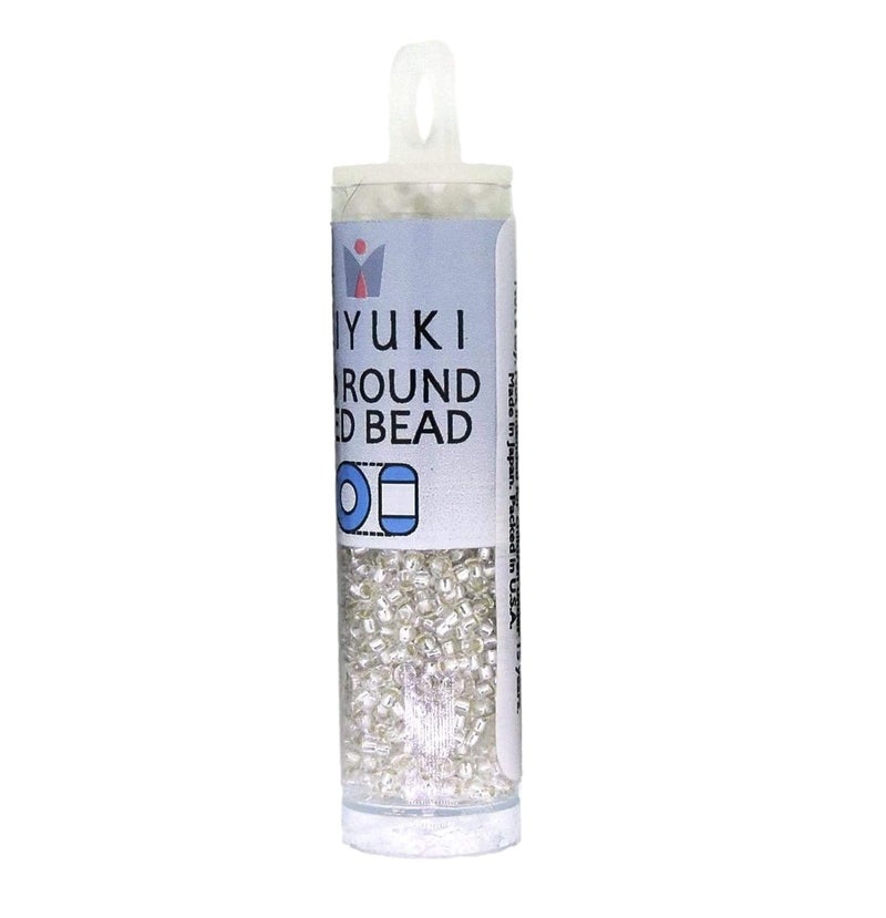 Miyuki Round Seed Beads Size 15/0 8.2 Gram Tube Silver Lined Crystal 15-91 - Image 2