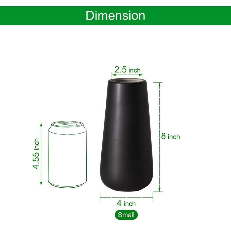 D'vine Dev 8 Inch Matte Black Ceramic Flower Vase for Home D?cor  Design Box Package  VS-MAT-B-8 - Image 4