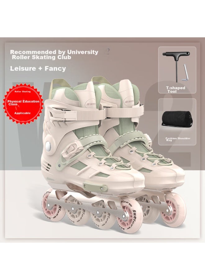 sway Swee Professional Roller Skates For Adults, Men And Women, Inline Skates For College Students, Beginners, Flat Roller Skates, Straight Row Roller Skates - Image 1