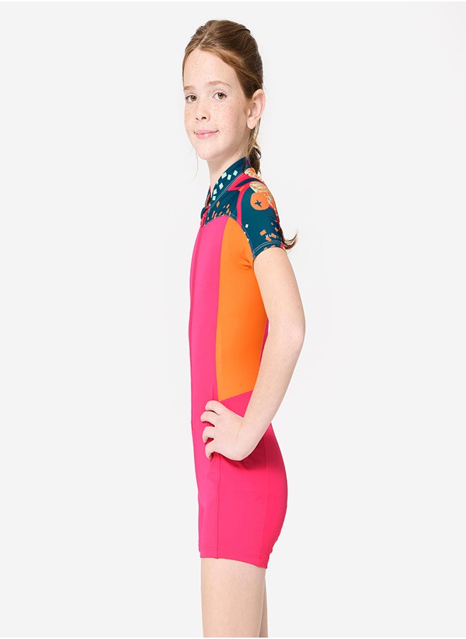 NABAIJI NABAIJI by DECATHLON, Girls' Shorty Swimsuit 100 All Hotu Lightweight & Stretchable Pink  - Image 1