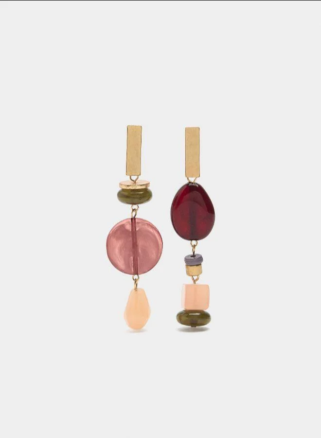 بارفوا أقراط طويلة غير متماثلة متعددة الألوان