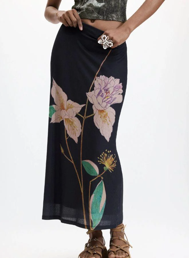 DESIGUAL Long printed skirt
