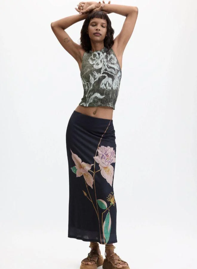 DESIGUAL Long printed skirt