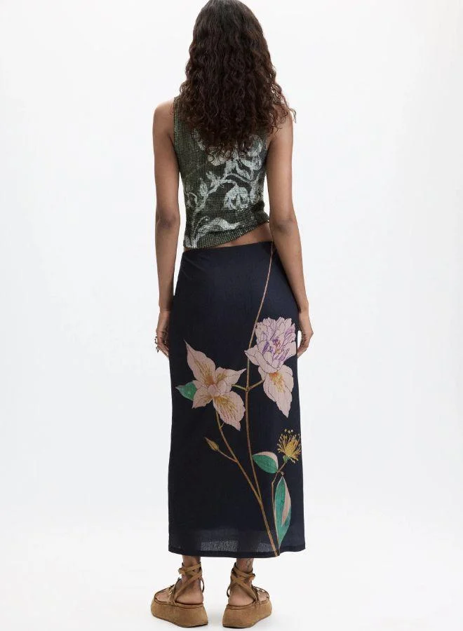 Desigual Black Long printed skirt for Women | Best Price UAE