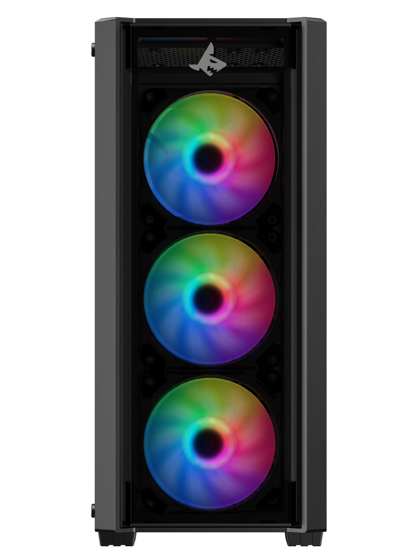 SHARX SHARX CASE STRIKER  ARGB  ATX PC Case With Front Mesh Panel(S-200), 4 x 120mm Pre-Installed Fans, Remote Controller, Glass Side Panel,Ports Type C*1/ USB3.0 *1/ USB2.0 *2 Buttons:Power/Reset/LED.  - Image 2
