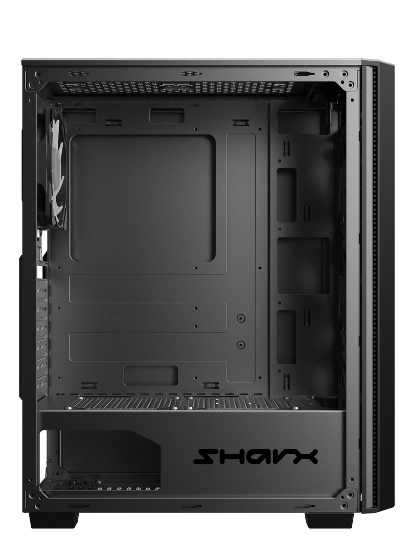SHARX SHARX CASE STRIKER  ARGB  ATX PC Case With Front Mesh Panel(S-200), 4 x 120mm Pre-Installed Fans, Remote Controller, Glass Side Panel,Ports Type C*1/ USB3.0 *1/ USB2.0 *2 Buttons:Power/Reset/LED.  - Image 5