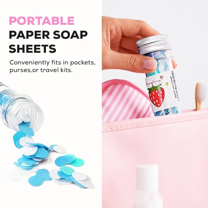 PARTEET Traveling Portable Disposable Bottle Shaped Paper Soap For Travel Essential For Men,Women & Kids. hand wash paper, portable paper soap, soap paper travelling (Pack of 1) (Assorted Color) - Image 4