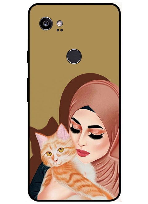 Protective Case Cover For Google Pixel 2 XL Smart Series Printed Protective Case Cover for Google Pixel 2 XL Hijab Girl With Cat