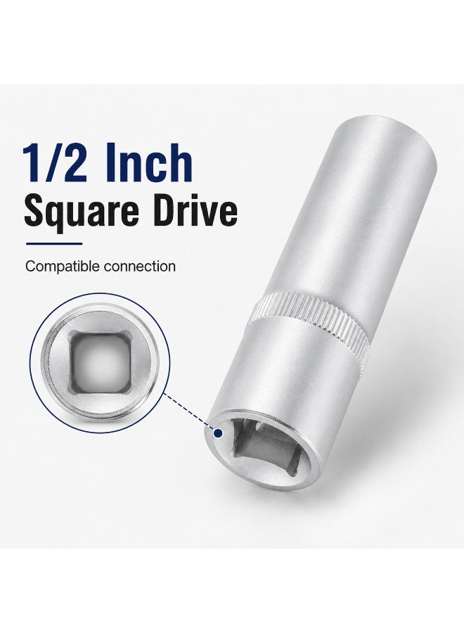 12mm 12 Point Deep Socket, 1/2 Inch Square Drive, Chrome Vanadium Steel CR-V Socket Wrench for Ratchet, Breaker Bar, Automotive Repair and Workshop Use - Image 3