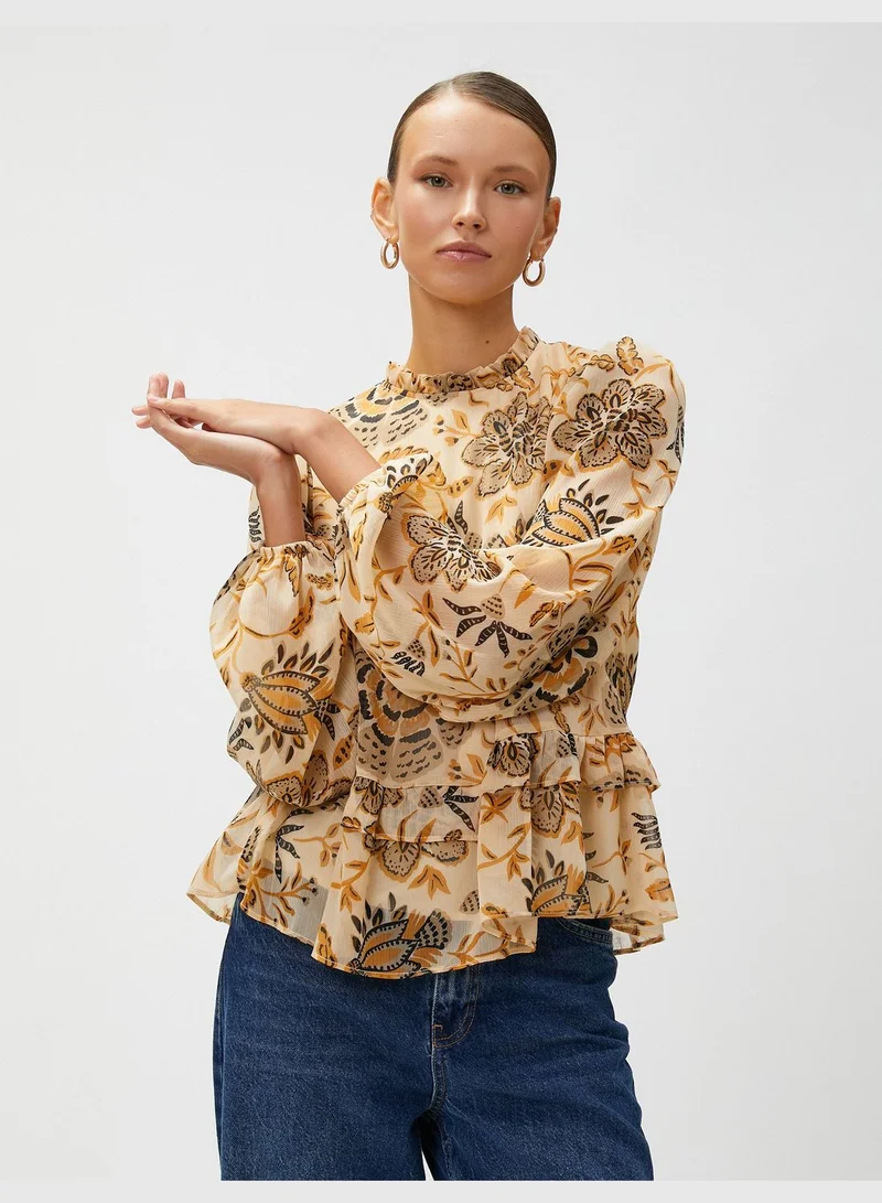 KOTON Floral Blouse Frilled