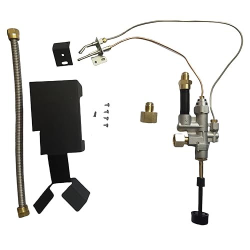 Americangaslogs Gas Fireplace Valve Manual Safety Pilot Control System for Gas Log Sets – Compatible with Natural Gas & Propane, Includes Heat Shield and Pilot Kit (Manual, Silvery) - Image 1