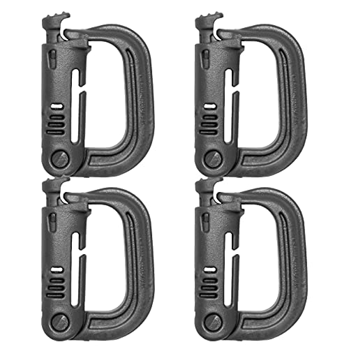 SLSWHLX ITW - 4 Pack - BLACK - D-Ring Grimloc Locking for Molle Webbing. USA Made - Image 1