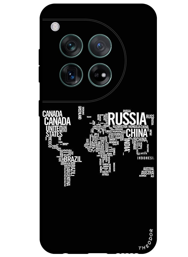 Theodor Protective Case Anti Scratch Shock Proof Bumper Cover For OnePlus 12 Written World Map - Image 1
