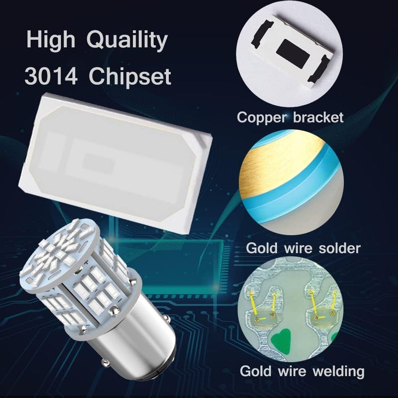 Melphan-Auto 1157 Led Brake Light Bulb Red, 12V-24V 1157 7528 2357 2057 BAY15D LED Replacement Light Bulb for Brake Light Tail Light for Car RV Trailer Boat, 54SMD 3014 Chipset,4PCS - Image 5