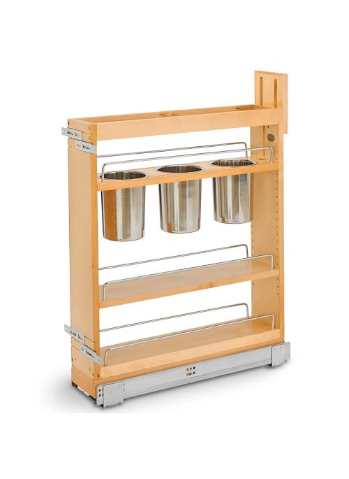 Rev-A-Shelf RevAShelf 5 Pull Out Storage Organizer for Base Kitchen Cabinets wSoftClose Sliding Shelves for Utilities Utensils or Spices 448UTBCSC5C 