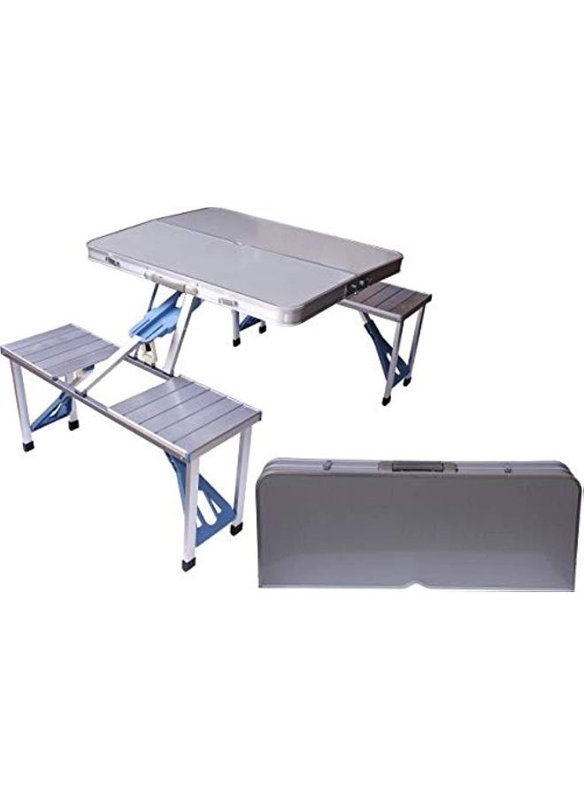 Generic Folding Aluminum Picnic Table With 4 Seats, Silver - BD-ALU-TB  - Image 1