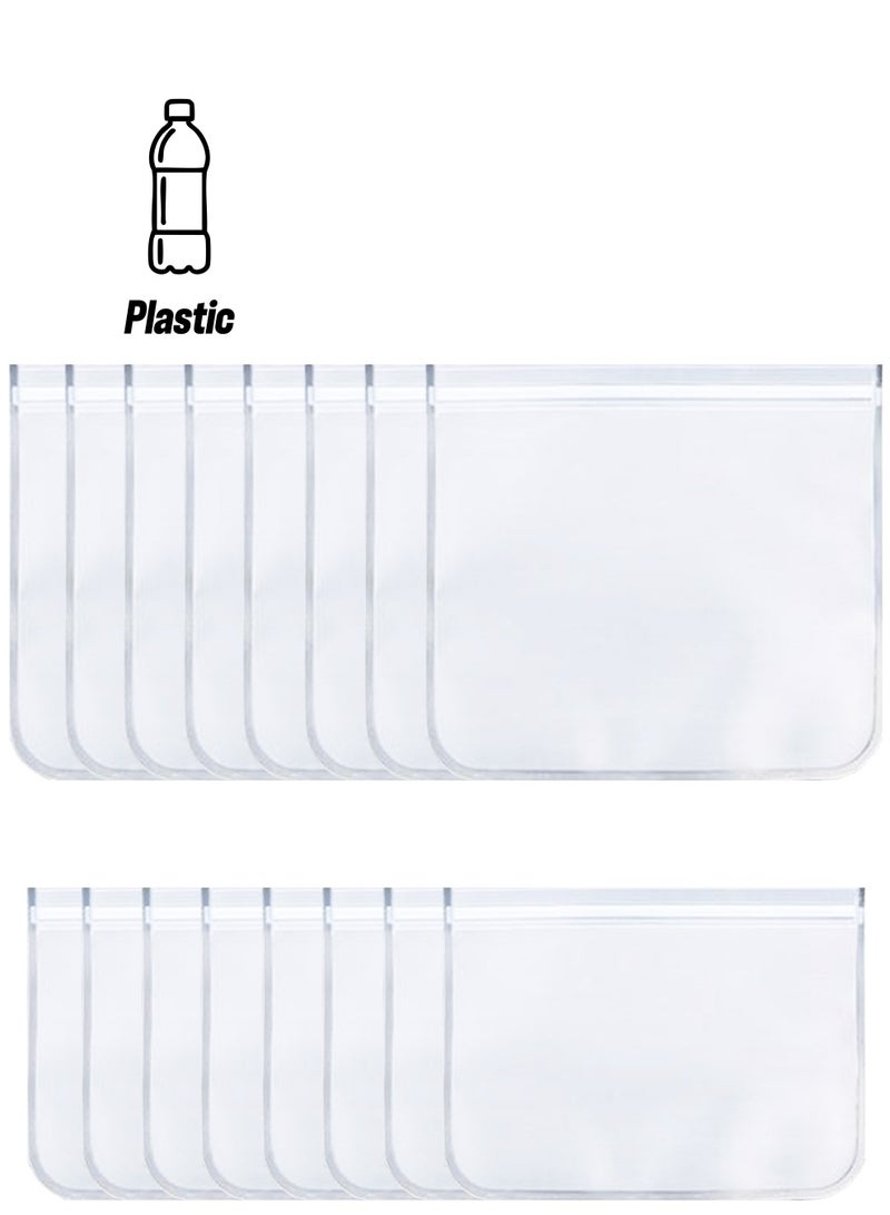 Teuuea 16 Pieces Large Reusable Refrigerator Ziplock Food Storage Bags, Eco-friendly Leakproof Fridge Lunch Bags for Fruit Vegetable Meat Cereal Cookies Sandwich Travel Home Office - Image 1