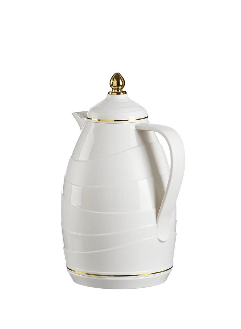 BASURRAH 1L Tea and Coffee Thermos - Glossy Wavy White - Image 3