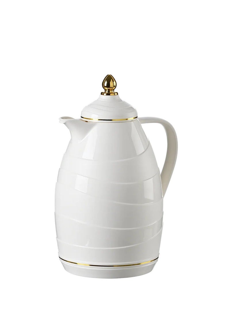 BASURRAH 1L Tea and Coffee Thermos - Glossy Wavy White - Image 4