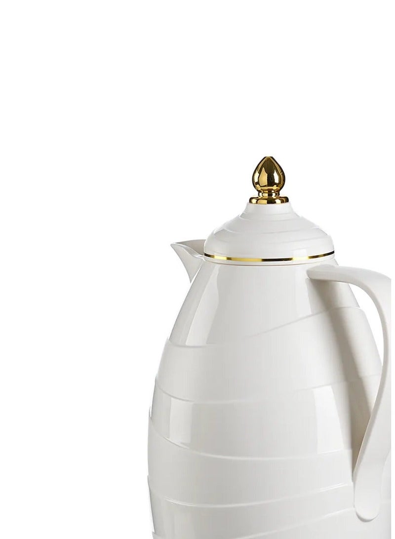 BASURRAH 1L Tea and Coffee Thermos - Glossy Wavy White - Image 5