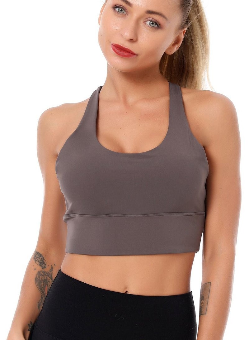 Women Quick Dry Breathable Sports Bra Grey  - Image 1