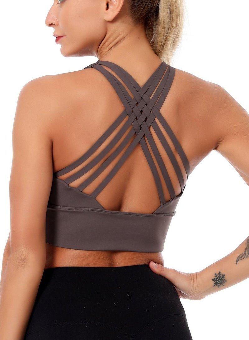 Women Quick Dry Breathable Sports Bra Grey  - Image 2