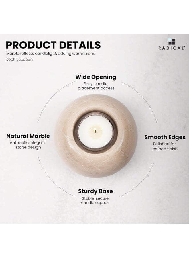 راديكالن حامل شموع صغير من الرخام من فيرونا | طقم من ٣ قطع، مصنوع يدويًا، ٤ بوصات، مناسب لديكور الزفاف والمنزل - Image 4