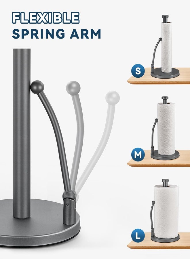 سمارت تايك حامل مناشف ورقية من سمارتيك، موزع مناشف ورقية بقاعدة ثابتة مانعة للانزلاق، ذراع زنبركي لسهولة الفتح، حامل مناشف ورقية من الفولاذ المقاوم للصدأ للاستخدام المنزلي، مناسب لسطح طاولة المطبخ، لون رمادي معدني - Image 2