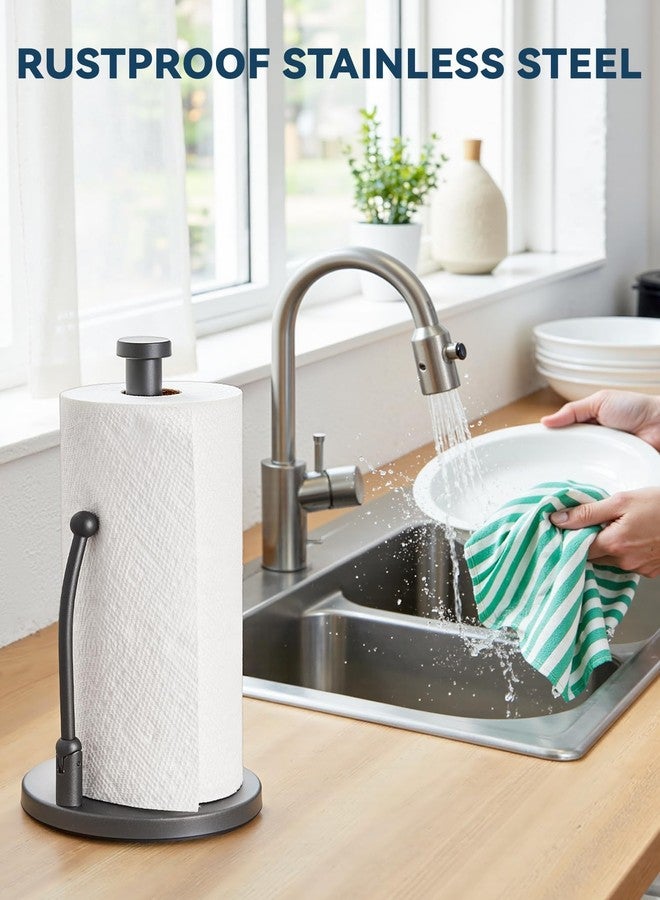 سمارت تايك حامل مناشف ورقية من سمارتيك، موزع مناشف ورقية بقاعدة ثابتة مانعة للانزلاق، ذراع زنبركي لسهولة الفتح، حامل مناشف ورقية من الفولاذ المقاوم للصدأ للاستخدام المنزلي، مناسب لسطح طاولة المطبخ، لون رمادي معدني - Image 5