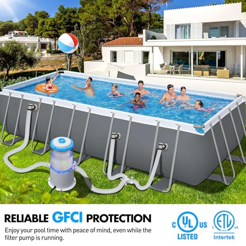 KimPump 1000 GPH Light-Up Pool Filter Pump for Above Ground Pool|Built-in Blue LED Light,Transparent Housing for Real-Time Water Circulation &Filtration Monitor, Pool Cartridge Filter Pump System Cyan - Image 5