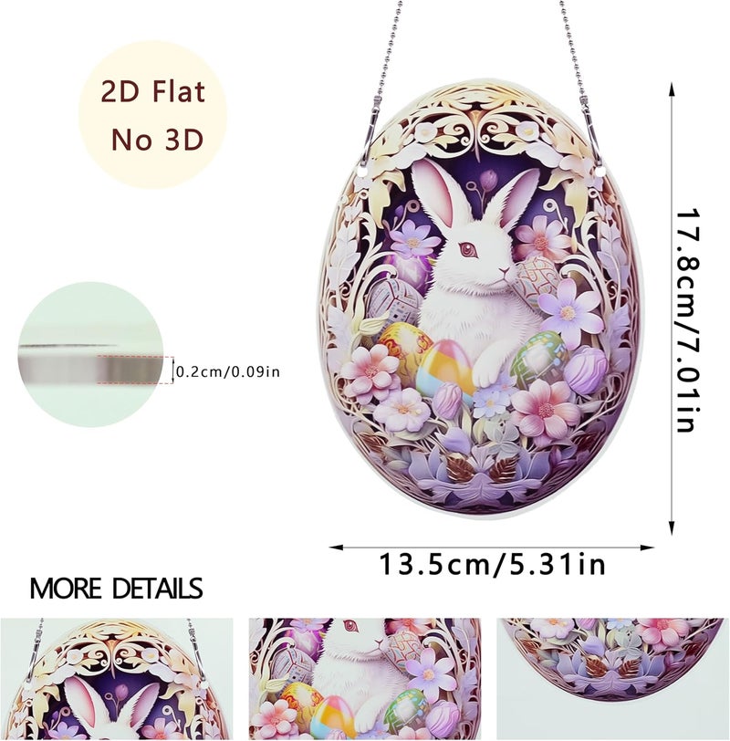 thmnj Easter Bunny Eggs Ornaments Colorful Window Hanging Decorations Home Wall Decor for Bedroom Patio Indoor Outdoor - Image 2