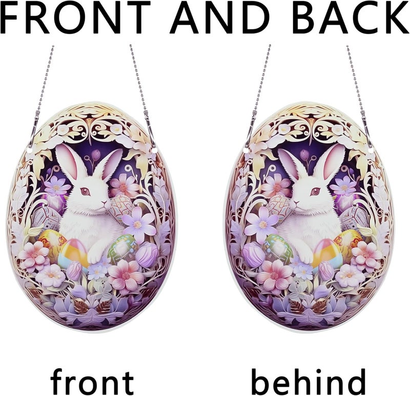 thmnj Easter Bunny Eggs Ornaments Colorful Window Hanging Decorations Home Wall Decor for Bedroom Patio Indoor Outdoor - Image 4