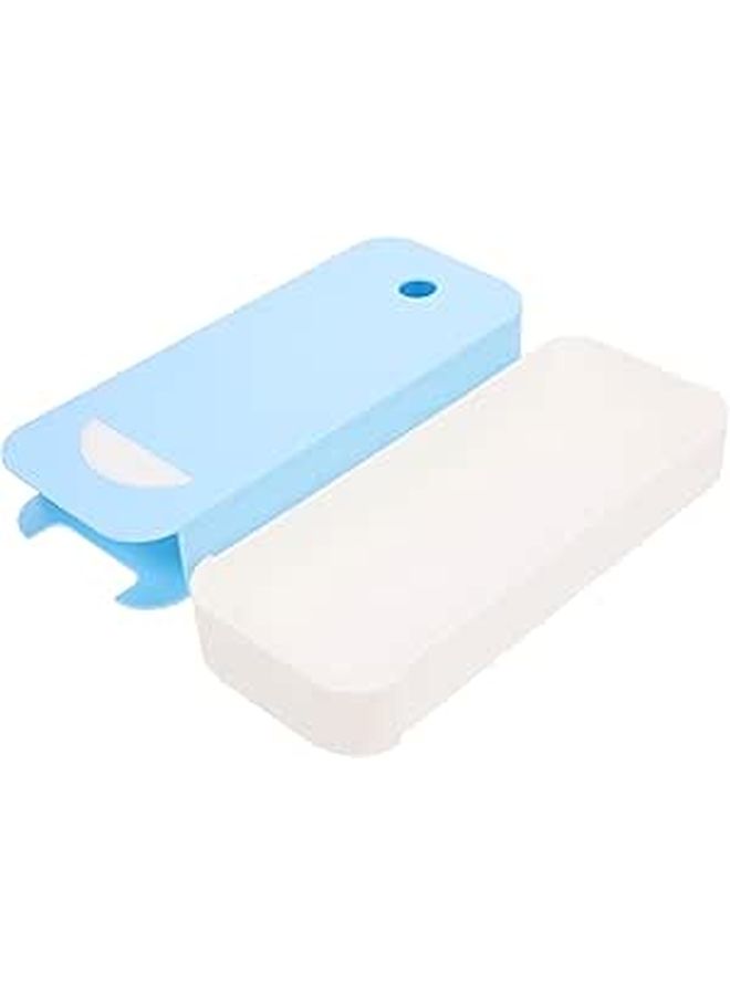 Blue Plastic Desk Drawer Organizer For Pen Ruler Hidden Storage Office Student Workspace - Image 1